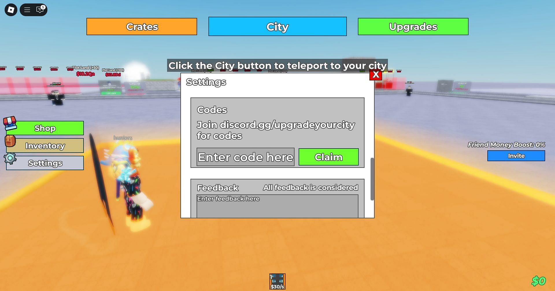 Redeem the code here (Image via Roblox)